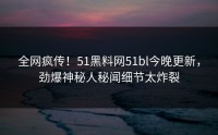 全网疯传！51黑料网51bl今晚更新，劲爆神秘人秘闻细节太炸裂
