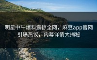 明星中午爆料震惊全网，麻豆app官网引爆热议，内幕详情大揭秘