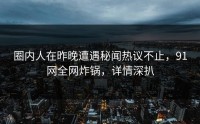 圈内人在昨晚遭遇秘闻热议不止，91网全网炸锅，详情深扒