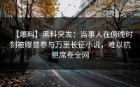 【爆料】黑料突发：当事人在傍晚时刻被曝曾参与万里长征小说，难以抗拒席卷全网