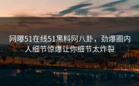 网曝51在线51黑料网八卦，劲爆圈内人细节惊爆让你细节太炸裂