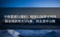 今晚震撼51爆料！暗网51独家全网炸裂全网疯传大V内幕，网友直呼过瘾